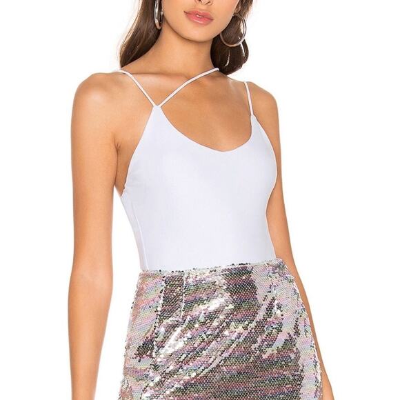 superdown Tops - Superdown Revolve Janelle Bodysuit White Sz LRG NWT